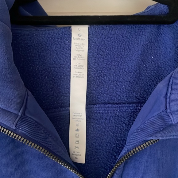 Lululemon scuba full zip hoodie blue size 6 - Picture 5 of 11